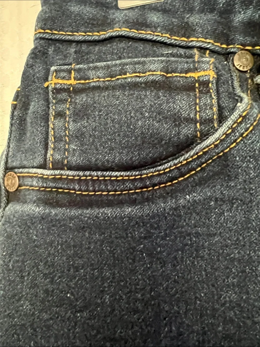 Summer Sale! Women’s High-Rise Dark Blue Denim Shorts w/Crystal Detail Button